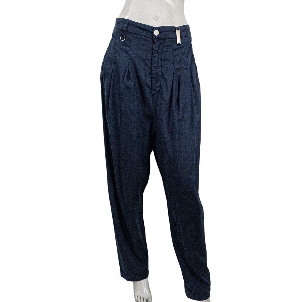 HIGH USE by Claire Campbell Women's Pleated High Rise Trouser Pants in Blue 8